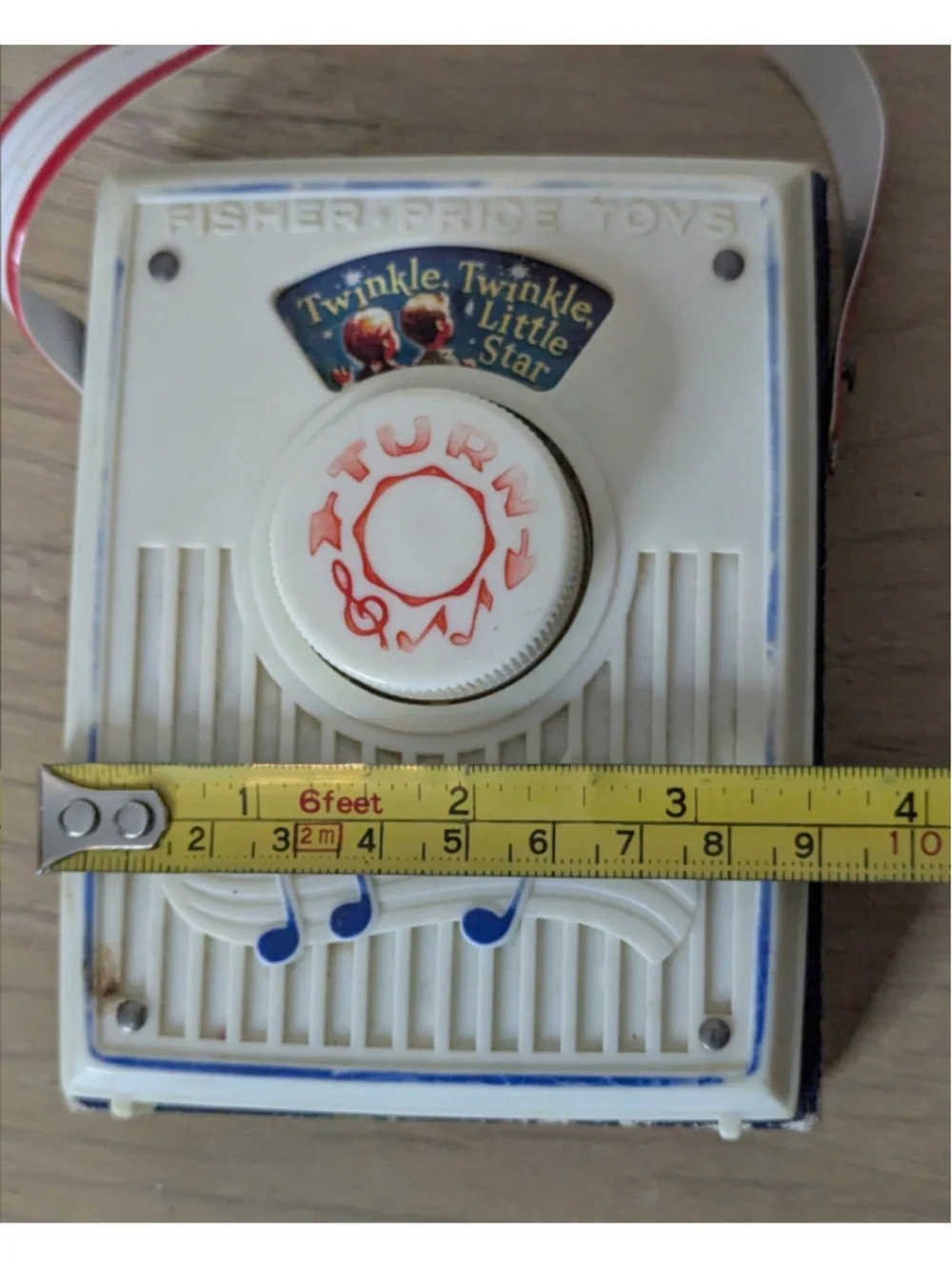Vintage Fisher-Price Music Box Pocket Radio Toy White Blue Works